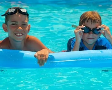 Family in pool